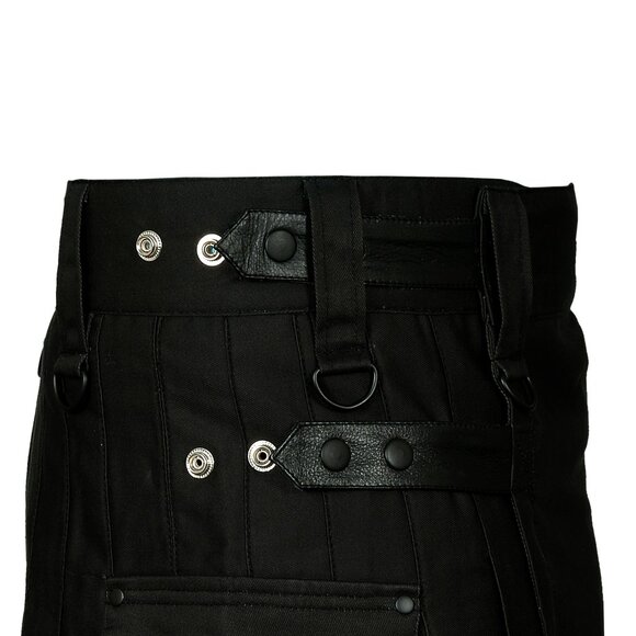 Black Utility Kilt with Adjustable Leather Straps – Traditional Men’s Wear - Picture 7 of 8